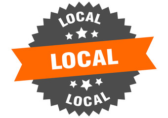 local sign. local circular band label. round local sticker