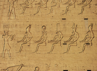 Hieroglyphic carvings in ancient temple