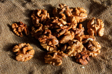 Walnut on an old cloth.