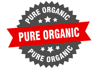 pure organic sign. pure organic circular band label. round pure organic sticker