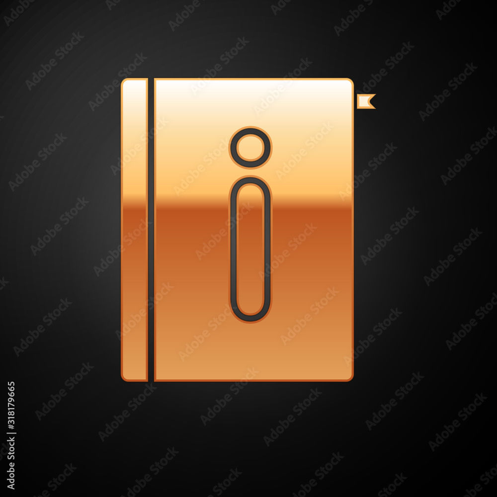 Poster gold user manual icon isolated on black background. user guide book. instruction sign. read before u