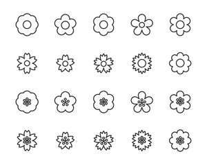 set of flower icons, floral, spring