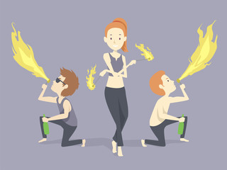 People Fire Performance Illustration