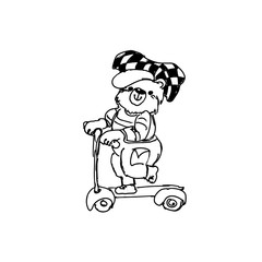 Teddy bear baby animal icon coloring page  isolated on white background