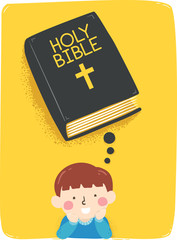 Kid Boy Think Bible Illustration