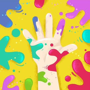 Hand Right Splat Colors Illustration © BNP Design Studio