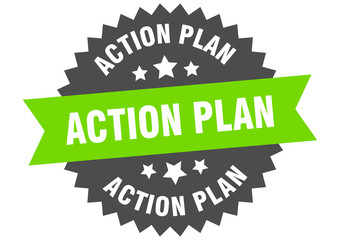 action plan sign. action plan circular band label. round action plan sticker