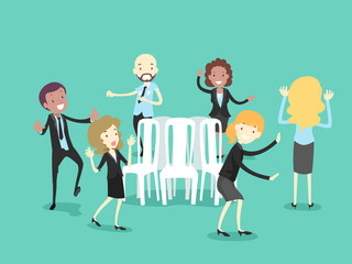 People Office Trip To Jerusalem Game Illustration