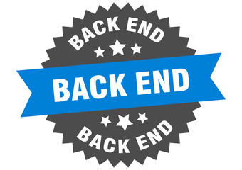 back end sign. back end circular band label. round back end sticker