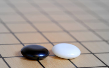 close up of a Go-game board position