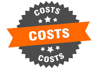 costs sign. costs circular band label. round costs sticker