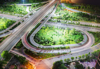 Overpass of the light trails, beautiful curves.