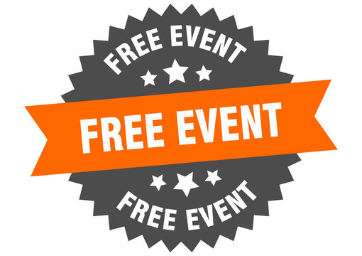 free event sign. free event circular band label. round free event sticker