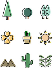 Flat tree and nature icon design.