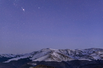 Fototapeta na wymiar Astro photography on the Tarcu Mountains in Romania.
