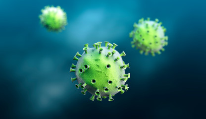 Coronavirus, microscopic view, 2019-nCoV - 3D Rendering