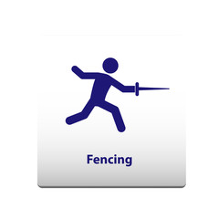 Fencing sport Symbol. stickman solid icon.vector illustration