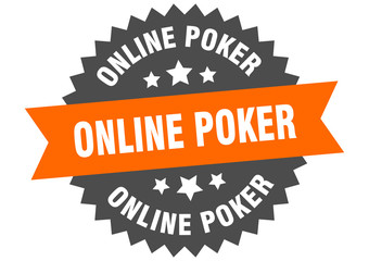 online poker sign. online poker circular band label. round online poker sticker