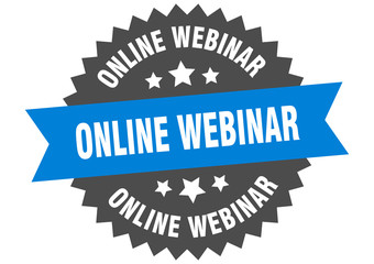 online webinar sign. online webinar circular band label. round online webinar sticker