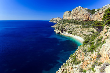 Fototapeta na wymiar Summer landscape Spain, Moraig cove beach in Benitatxell, Alicante