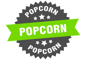 popcorn sign. popcorn circular band label. round popcorn sticker