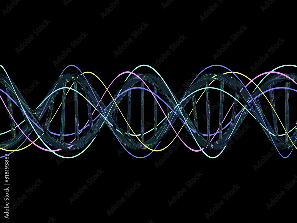 Wall mural dna chain. abstract scientific background. 3d rendering