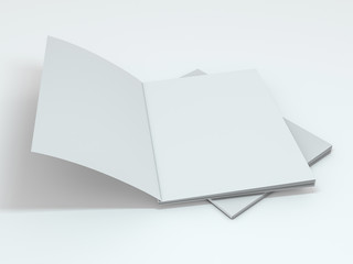 Blank photorealistic brochure mockup on white background. 3D