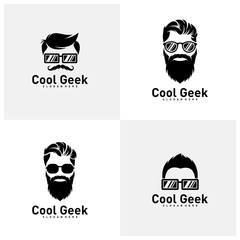 Set of Social Geek Logo design template. Geek vector design icon. Illustration