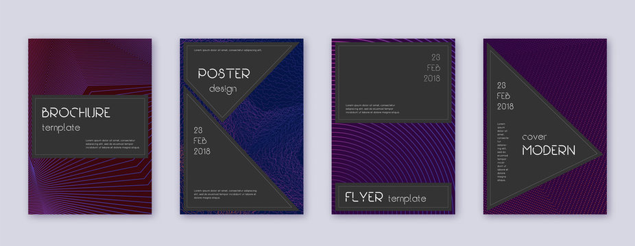 Black brochure design template set. Violet abstrac