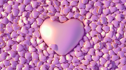 Beautiful background with hearts, Happy Valentine's Day! 3d illustration, 3d rendering.