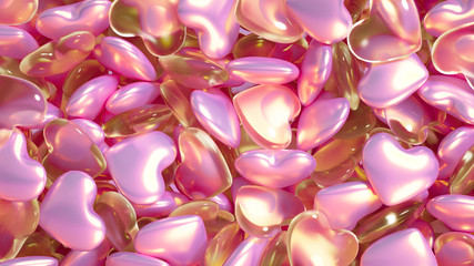Beautiful background with hearts, Happy Valentine's Day! 3d illustration, 3d rendering.