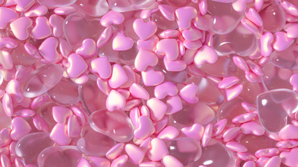 Obraz premium Beautiful background with hearts, Happy Valentine's Day! 3d illustration, 3d rendering.
