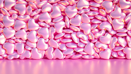Fototapeta premium Beautiful background with hearts, Happy Valentine's Day! 3d illustration, 3d rendering.