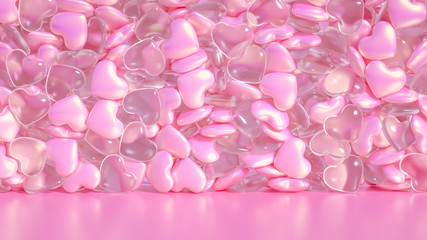 Beautiful background with hearts, Happy Valentine's Day! 3d illustration, 3d rendering.