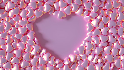 Beautiful background with hearts, Happy Valentine's Day! 3d illustration, 3d rendering.