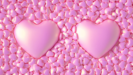 Beautiful background with hearts, Happy Valentine's Day! 3d illustration, 3d rendering.