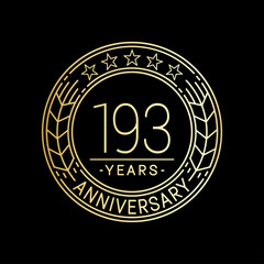 193 years anniversary logo template. 193rd line art vector and illustration.