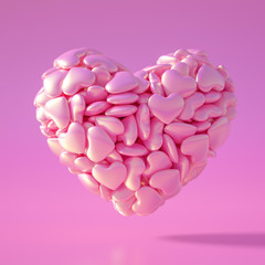Beautiful background with hearts, Happy Valentine's Day! 3d illustration, 3d rendering.