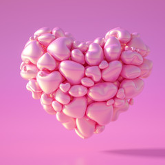 Obraz premium Beautiful background with hearts, Happy Valentine's Day! 3d illustration, 3d rendering.