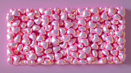 Beautiful background with hearts, Happy Valentine's Day! 3d illustration, 3d rendering.