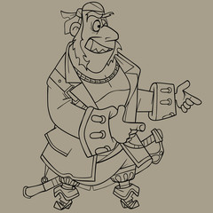 sketch cartoon character of a joyful pirate showing gesture