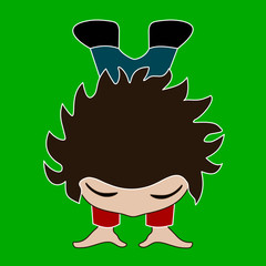 emoji with a boy standing in his arms, emoticon on a green isolated background