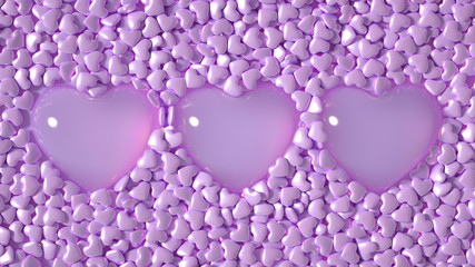 Beautiful background with hearts, Happy Valentine's Day! 3d illustration, 3d rendering.