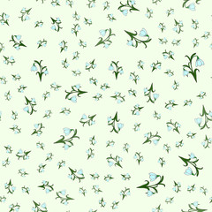 Fototapeta na wymiar Seamless background with snowdrops. Hand drawn spring sketching flowers. Vector illustration on a white background. Perfect for invitations, cards, prints, flyers, posters.
