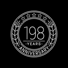 198 years anniversary logo template. 198th line art vector and illustration.