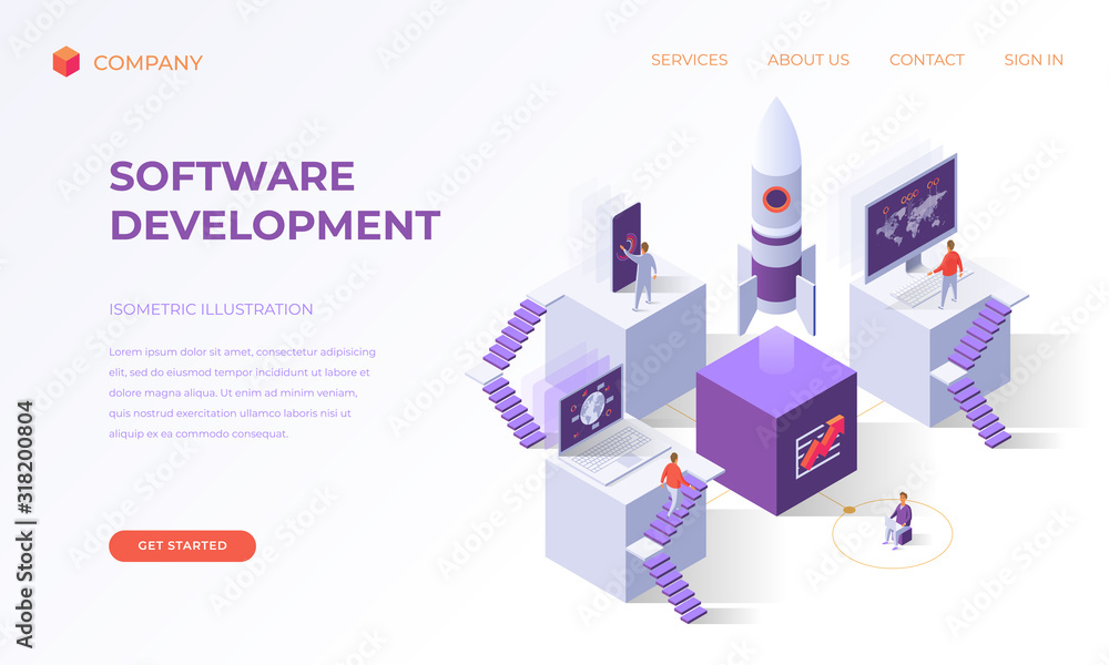 Poster landing page for software development