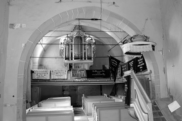 Inside the church of the fortified medieval saxon evangelic church in the village Alma Vii (Almen)...