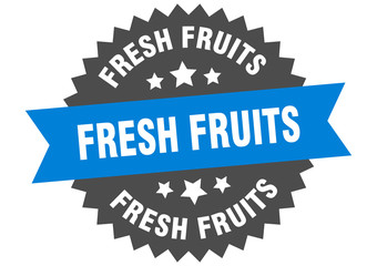 fresh fruits sign. fresh fruits circular band label. round fresh fruits sticker