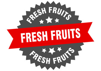 fresh fruits sign. fresh fruits circular band label. round fresh fruits sticker