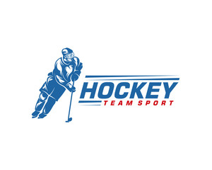 Fototapeta premium Hockey logo template. Player Hockey vector design. Illustration of hockey player